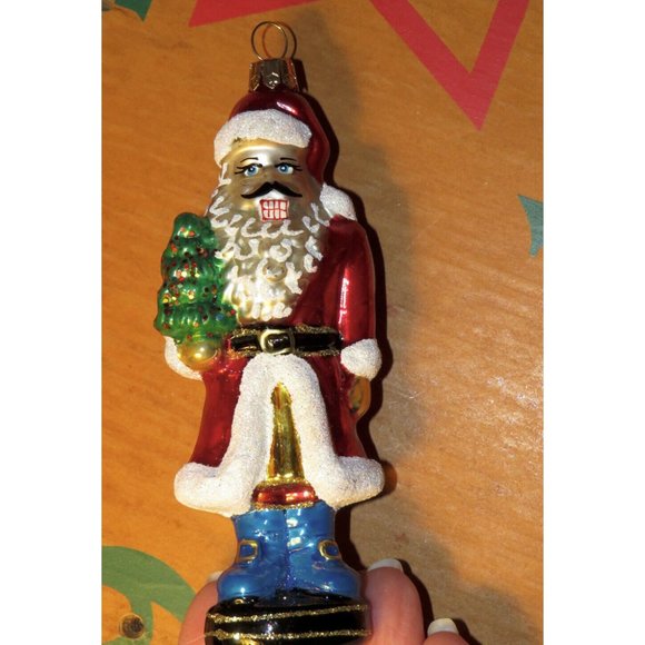 Impuls Santa Nutcracker Ornament, Mouth Blown, Hand Painted, Flaws In Paint, NEW - Picture 7 of 7